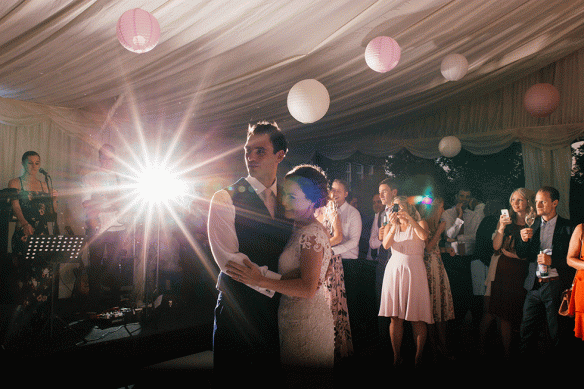 First dance in wedding marquee